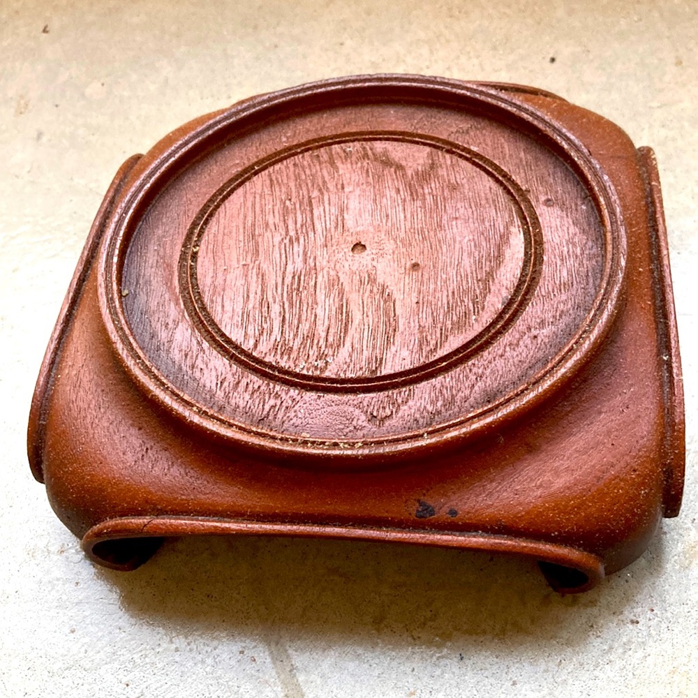 Vintage Brown Wooden ginger jar Stand mid  century # 105-113 on back
